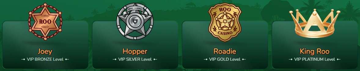 VIP club tier levels at Roo Casino
